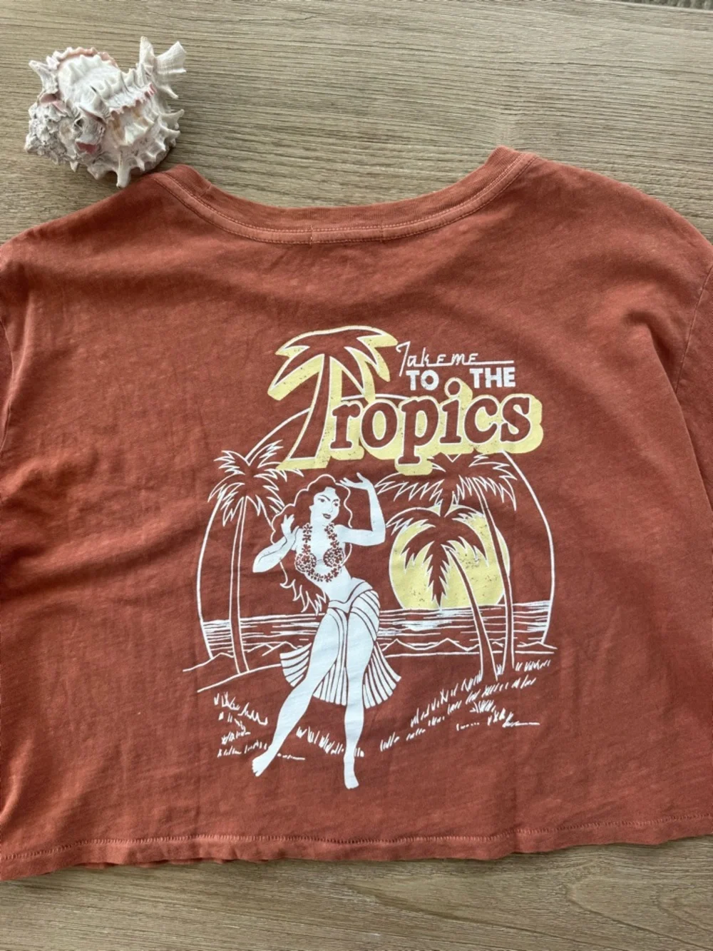 Billabong Rusty Rose Cropped Tee with Tropics Graphic - Picture 2 of 2